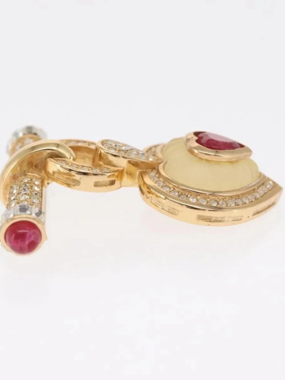 Christian Dior Earring Brooch metal Gold Tone Auth 169930V